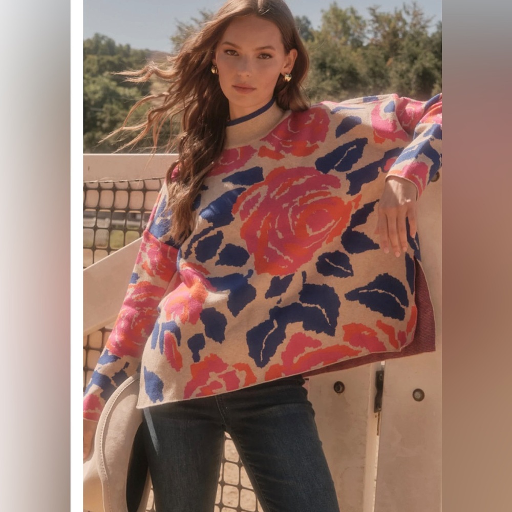 New Haptics Floral Print long sleeves top size 3X 🌺🌹🌹🌸 BG 07